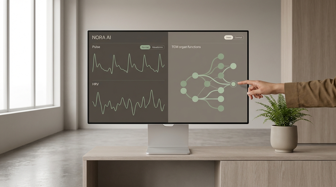 NORA AI interpretation engine analyzing biometric data and TCM organ-function mapping